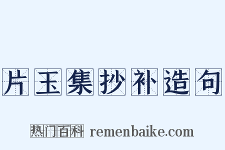 片玉集抄补造句是什么意思的图片